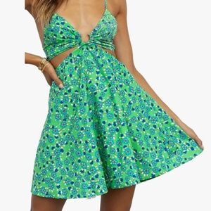 Hello Molly Green Floral Mini Dress